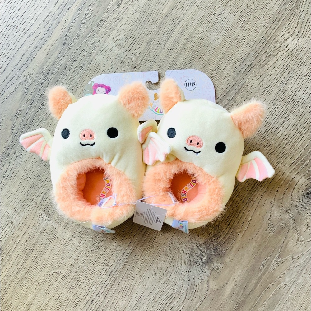 NWT🌼 Squishmallows Pink Bat Slippers Toddler 11/12